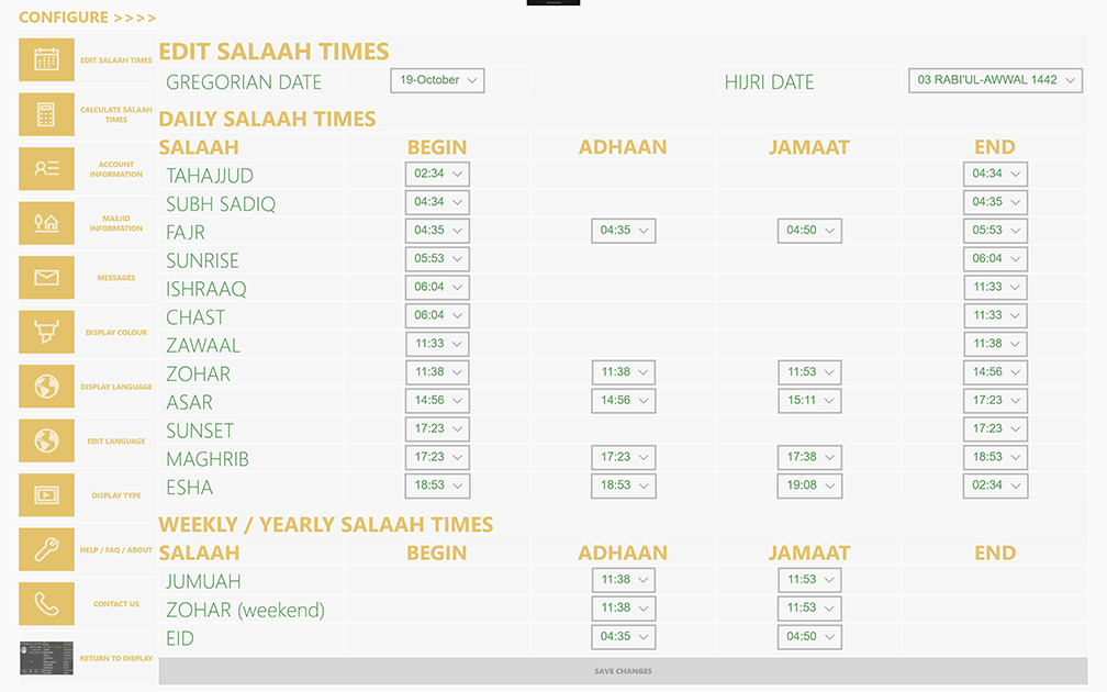 Daily Salaah Time Editor